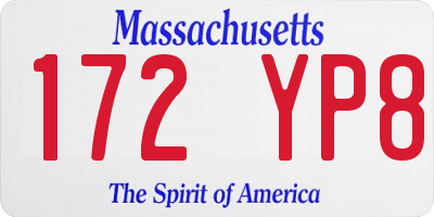 MA license plate 172YP8