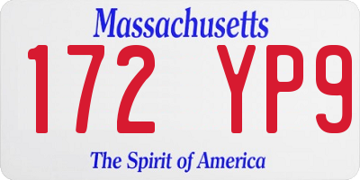 MA license plate 172YP9
