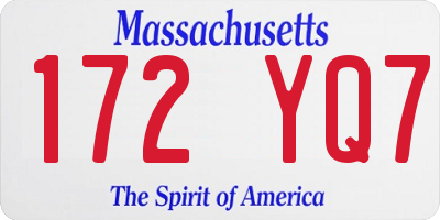 MA license plate 172YQ7