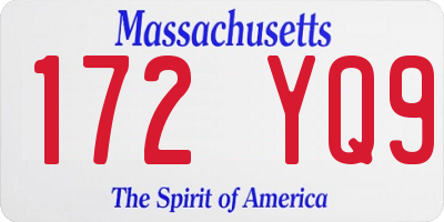 MA license plate 172YQ9