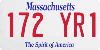 MA license plate 172YR1