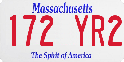 MA license plate 172YR2