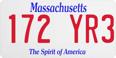 MA license plate 172YR3