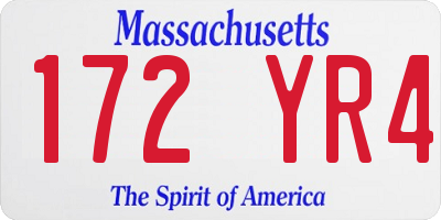 MA license plate 172YR4