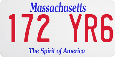MA license plate 172YR6
