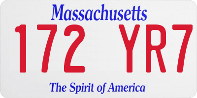 MA license plate 172YR7
