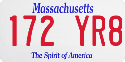 MA license plate 172YR8
