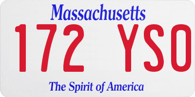 MA license plate 172YS0
