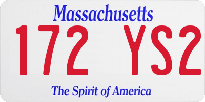 MA license plate 172YS2