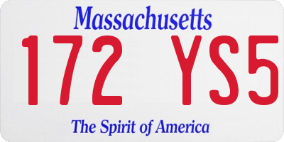 MA license plate 172YS5