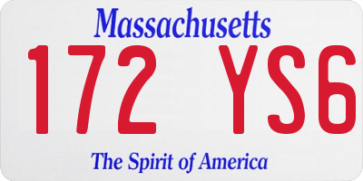 MA license plate 172YS6