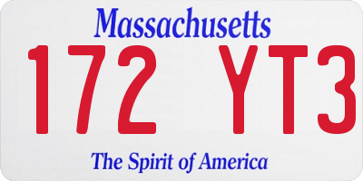 MA license plate 172YT3