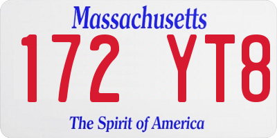 MA license plate 172YT8