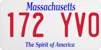 MA license plate 172YV0