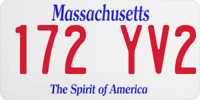 MA license plate 172YV2