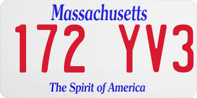 MA license plate 172YV3