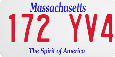MA license plate 172YV4