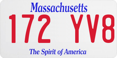 MA license plate 172YV8