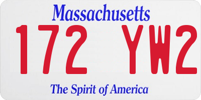 MA license plate 172YW2