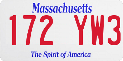 MA license plate 172YW3