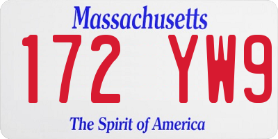 MA license plate 172YW9