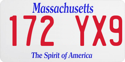MA license plate 172YX9