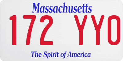 MA license plate 172YY0