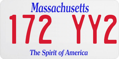 MA license plate 172YY2
