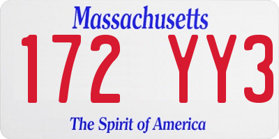 MA license plate 172YY3
