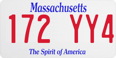MA license plate 172YY4