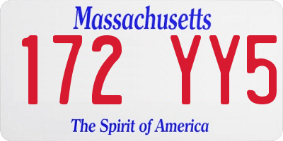 MA license plate 172YY5