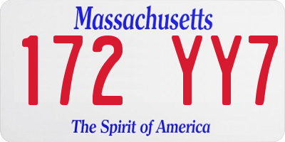 MA license plate 172YY7
