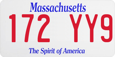 MA license plate 172YY9