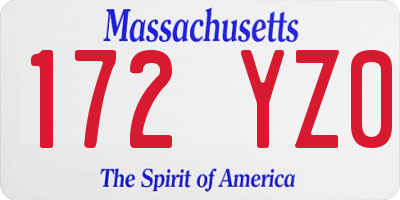 MA license plate 172YZ0