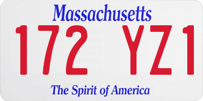 MA license plate 172YZ1