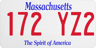 MA license plate 172YZ2
