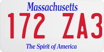 MA license plate 172ZA3