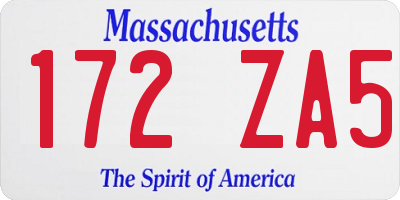 MA license plate 172ZA5