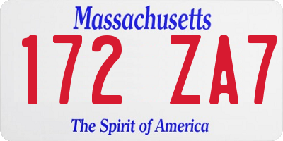MA license plate 172ZA7