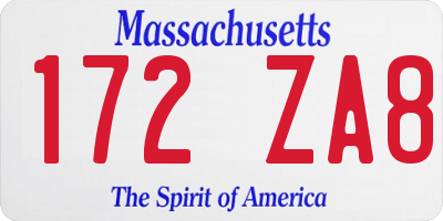 MA license plate 172ZA8