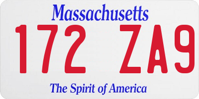 MA license plate 172ZA9