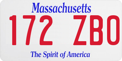 MA license plate 172ZB0