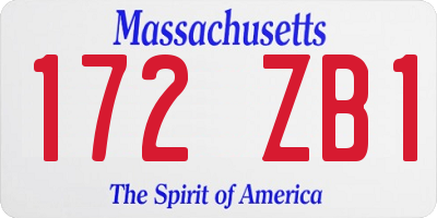MA license plate 172ZB1