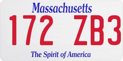 MA license plate 172ZB3