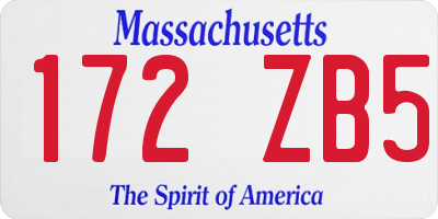 MA license plate 172ZB5