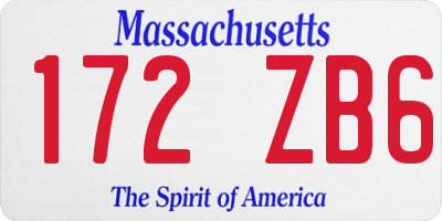 MA license plate 172ZB6