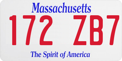 MA license plate 172ZB7