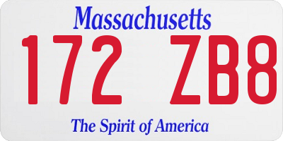 MA license plate 172ZB8