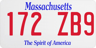 MA license plate 172ZB9