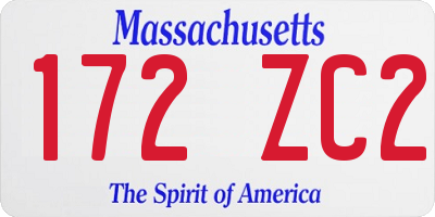 MA license plate 172ZC2